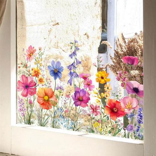 Double Sided Colorful Flowers Butterfly Wall Sticker Electro