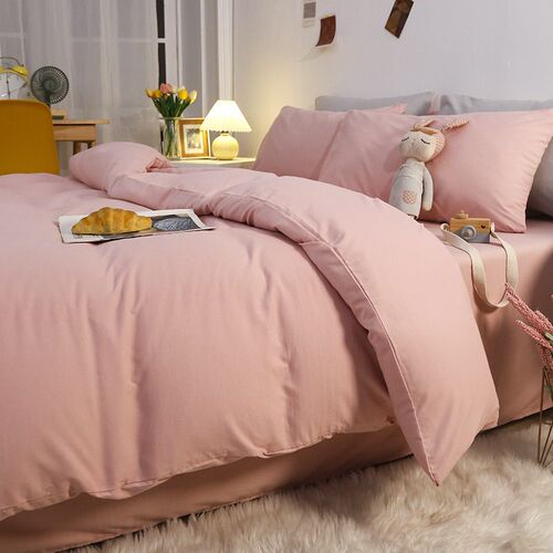Bedding Four-piece Set 4 Solid Color Washed Cotton Quilt ver