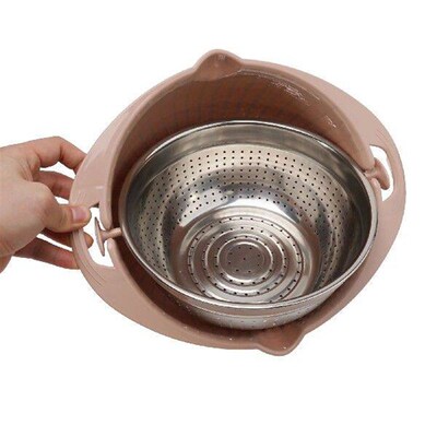 Double Layer Rotatable Drain Basket 4 in 1 Colander with