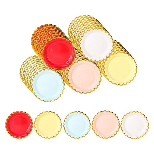 50Pcs Paper Plates Portable Cake Tray Dinnerware Party Suppl