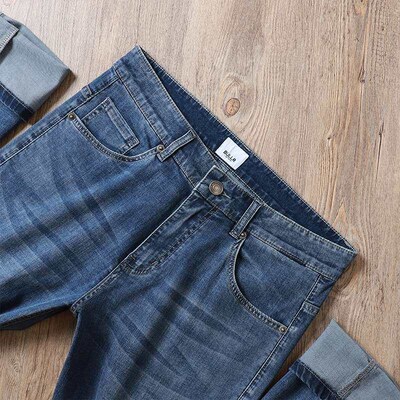 European Station Summer Thin Mens Straight Jeans Lyocell Li