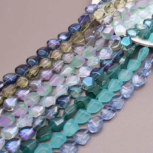 12x15mm Shiny Colorful Random Irregular Shape Glass Beads Lo