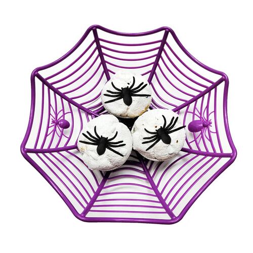 Halloween Candy Basket Black Orange Spider Web Bowl Biscuit