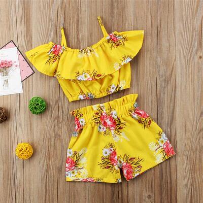 Hot 2pcs Clothes Set Summer Toddler Baby Girls Print Floral