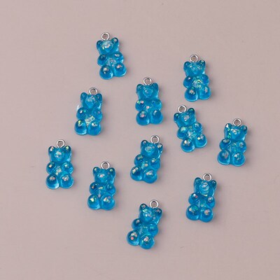 10pcs 22X11mm Resin Sequins Gummy Bear Charms for Jewelry Ma