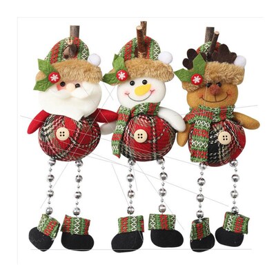 Christmas gingham beaded leg pendant window decoration