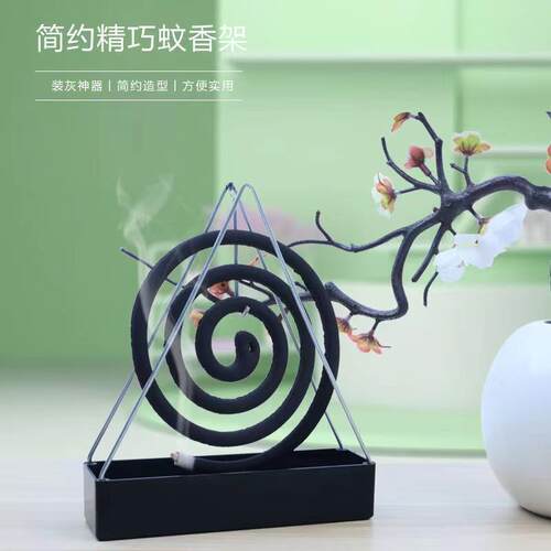 A creative household mosquito coil holder, designed as a tri