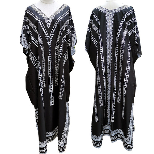 Black Beach Cover up Plus size Robe Kaftans Sarong Bathing S
