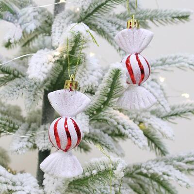 6pcs Christmas decorations 10cm red and white candy christma