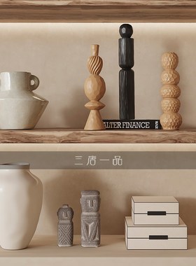 侘寂风抽象复古陶瓷高级感花瓶样板间民宿酒店壁龛开放玄关柜摆件