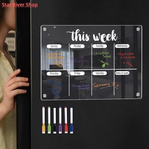Transparent Fridge Magnetic Calendar Board Acrylic Reusable