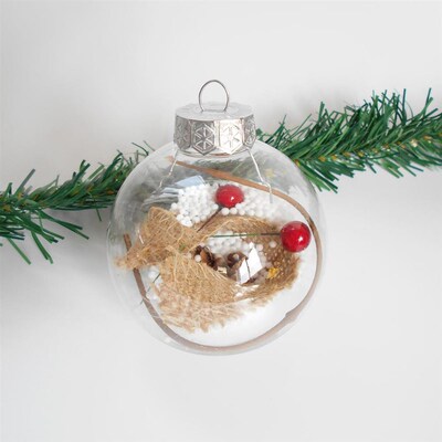 8CM built-in snow transparent Christmas ball圣诞球圆球圣诞