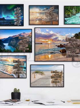 Landscape Personalized Wood Board Name Art Custom Canvas Pai