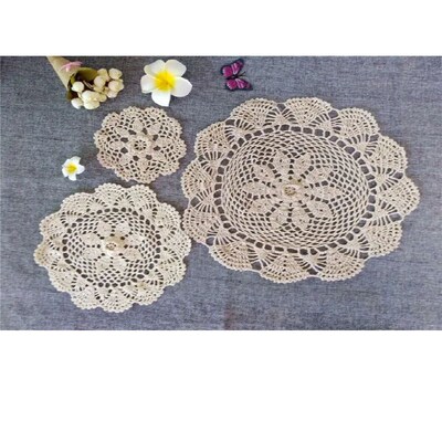 3Sizes Korean 3d Lace Flower Cotton Mat Christmas Placemats