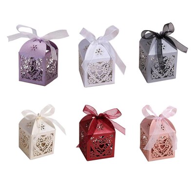 50pcs/lot love heart  cut candy gift boxes wedding part