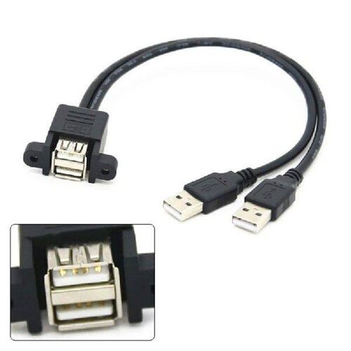 Panel Mountable USB Extension Line with 2 Screw Holes for