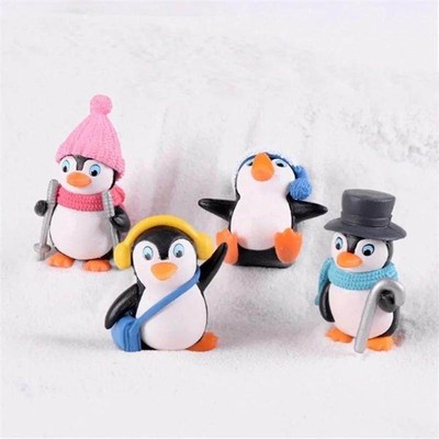4pcs/set DIY Crafts Mini Winter Penguin Miniature Figurine