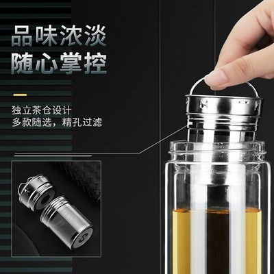 层玻璃杯加厚办公隔热水杯子高档矮胖大容量男女士家用防烫