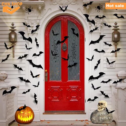 100pcs Bats Halloween Decorations,3D Halloween Bats Stickers