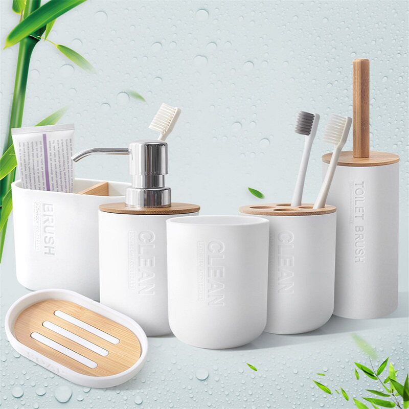 Bathroom Accessories Set Soap Dispenser Bottle Dish Washroom图片
