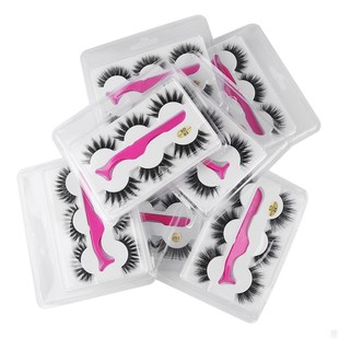 3 pairs 6D Mink False Eyelashes With Tweezer Crisscross