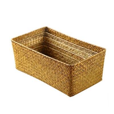 bamboo storage basket box desktop small rattan woven basket