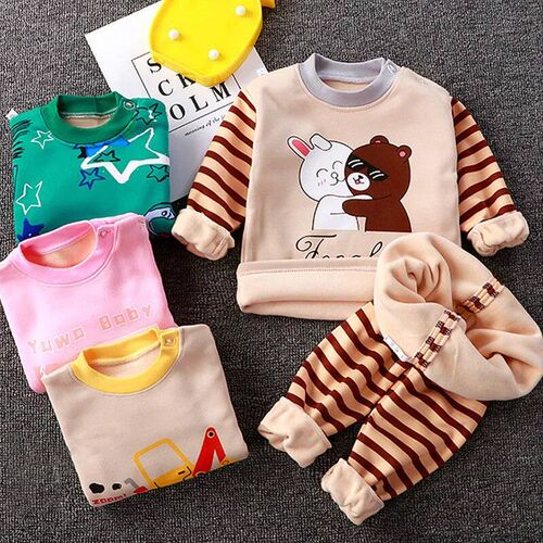 2Pcs/Set Autumn And Winter Long-sleeved pants Padded Thicken