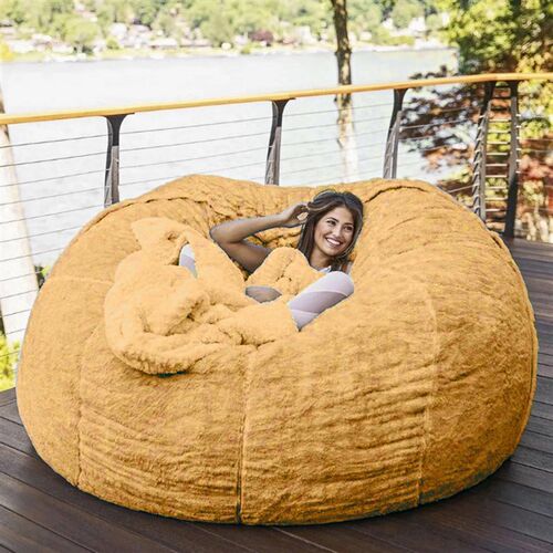 No Stuffed Gray Bean Bag Chair Giant Beanbag Pouf Sofa Bed P