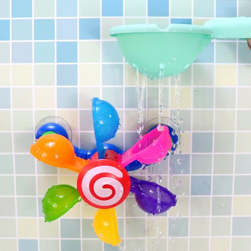 Baby Bath Toys Colorful Waterwheel Bathing Sucker Bathtub Wa