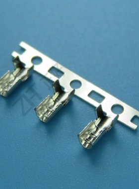 压线铜扣端子脚插簧头磷铜镀锡横带连饶插头接线冷压U型10000个卷