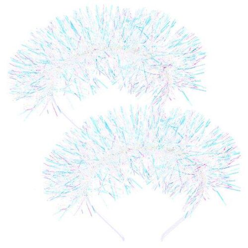 2 Pcs Children Headbands for Girls Pink Tinsel Shiny
