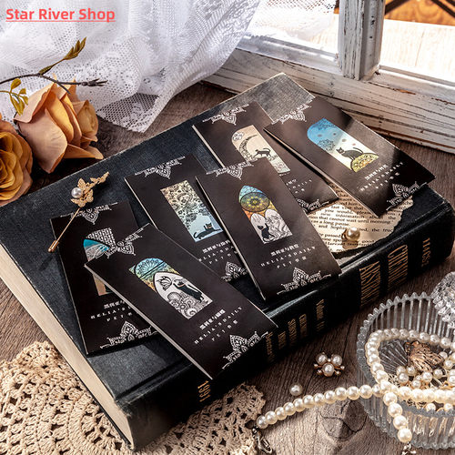 6 pcs/set Cute black cat daily series Bookmark PVC Matte Rea