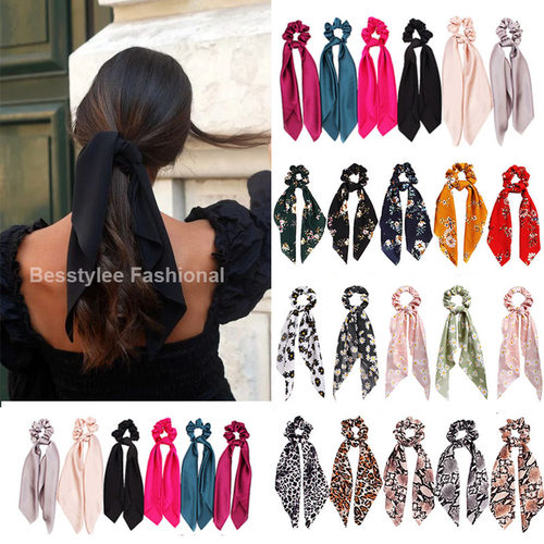 Fashion Solid Color Scrunchies Long Hair Rope Korean Hair Ti