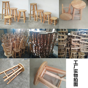 实木圆凳木质木头橡木板凳换鞋凳家用餐桌茶几凳工厂饮食店凳