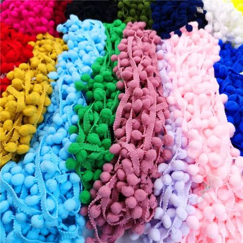 2 yards Pom Pom Lace Trim Ball Ribbon MINI Pearl Pompom Frin