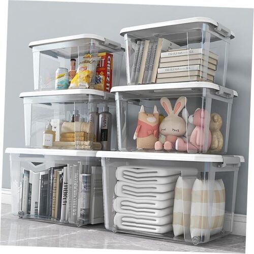 Large Transparent plastic storage box front open Toy clothes