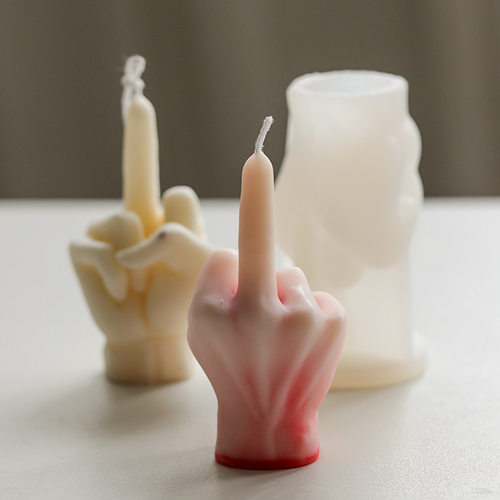 3D Middle Finger Candle Silicone Mold for DIY Making Soap Pl