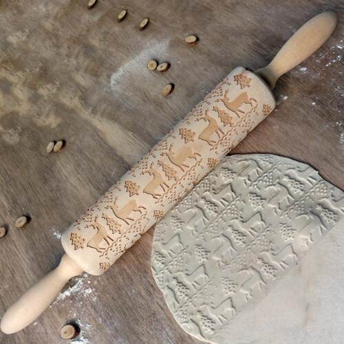 Taoup Wooden Christmas Ornaments Xmas Cookie Stick Rolling