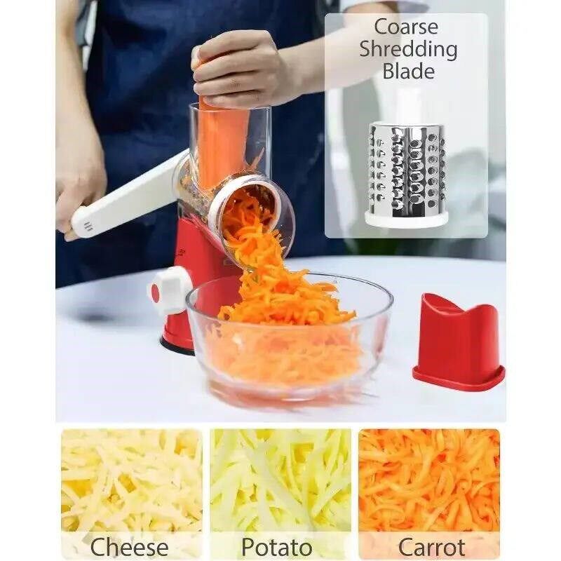 3in1 Vegetable Slicer Multifunctional Rotary Handheld Grater - 实物图