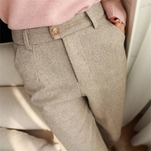 Woolen Pants Womens Harem Pencil Pants 2022 Autumn Winter H