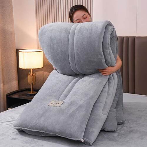 .winter flannel warm duvet blanket fleece quilt insert plush