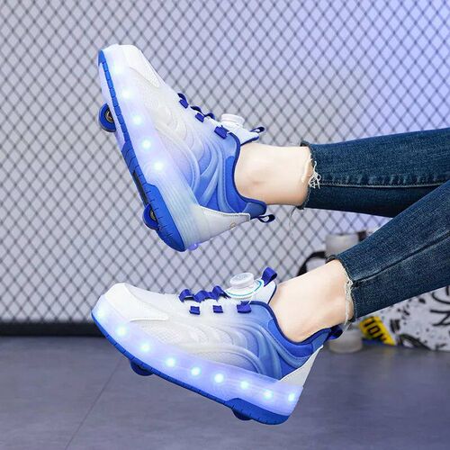 Two Wheels Childrens Led Light Roller Skate Shoes For Kids