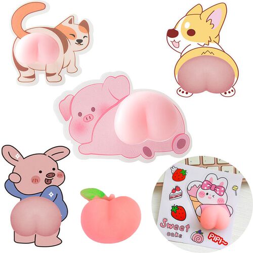 Lovely Pig Rabbit Bear Cat Dog Butt Peach Squeeze Fidget Toy