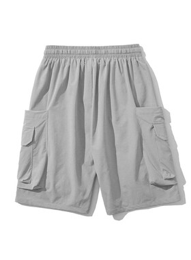 Steet Multi-Pocket Tooling Shorts Mens Ins Fashionable Bran