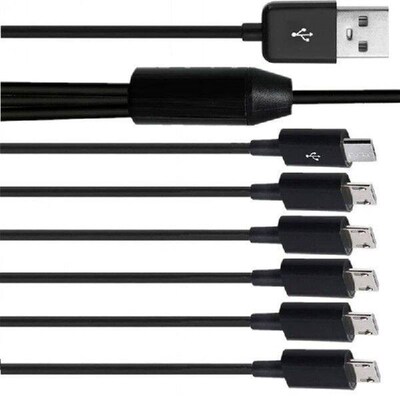 6 in 1 USB 2.0 Type A Male to 6 Micro USB Male Splitter Y