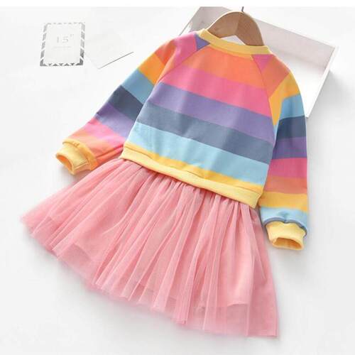 Baby Girls Dress Princess Autumn Sweater Fleece Gauze Tutu D