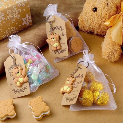 30/60pcs Baby Shower Souvenirs Gift for Guesets Bear Keyc