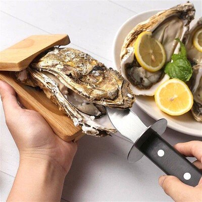Wood Handle Oyster Knives Opener Stainless Steel Scallop