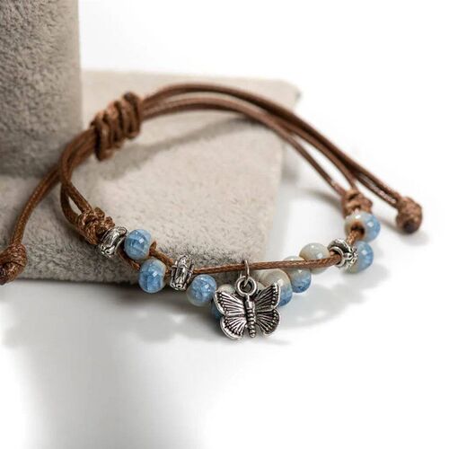 Handmade butterfly Ceramic Cracked Ice Vintage adjustable br