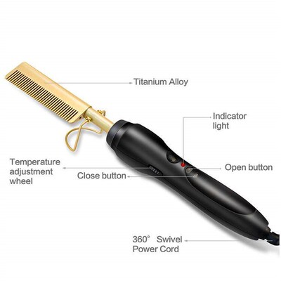 Hot comb wet and dry hair use hair curler iron electric stra